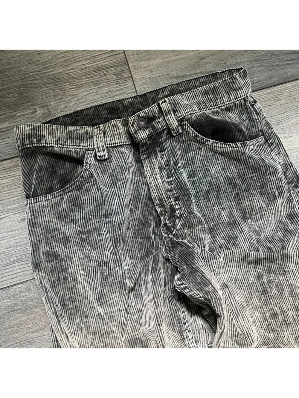 Vintage Levi's Men's 30x32 Acid Wash Corduroy Pants Gray Black Faded Wash USA